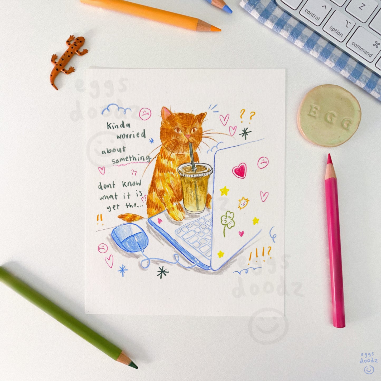 kinda worried cat | print