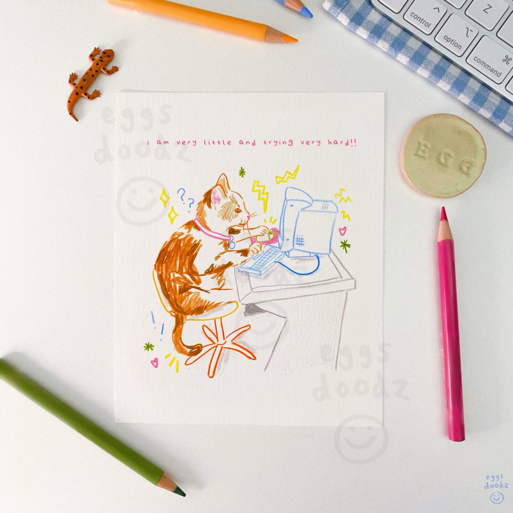 hardworking cat | print