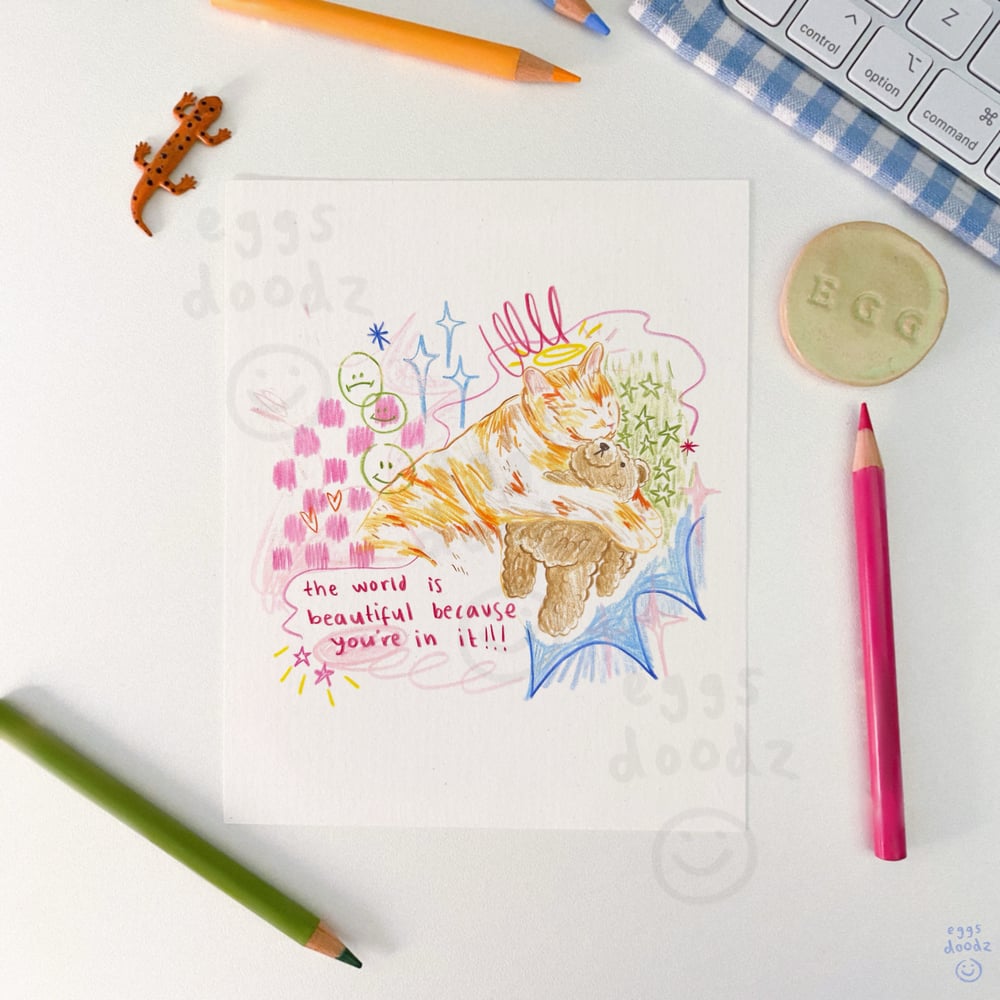 sleepy cat affirmation | print